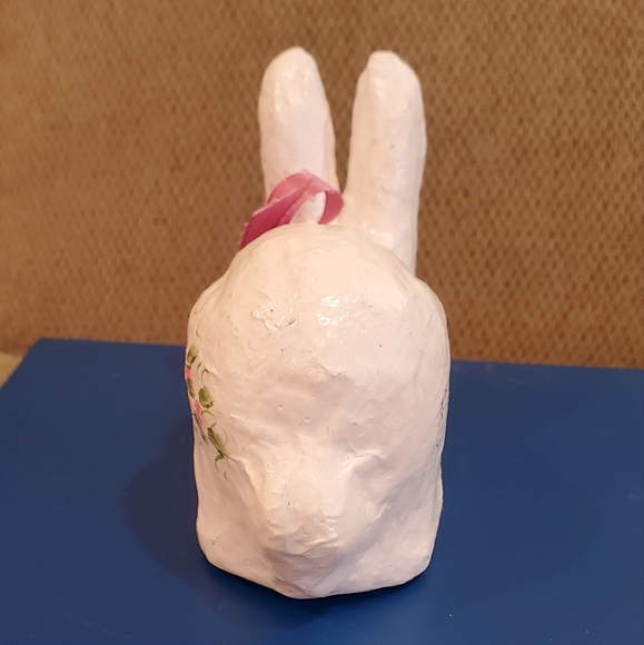 4.5 inch x 3.5 inch Paper Mache Rabbit Home Decor Cottage Core Rustic Farmhouse - Picture 2 of 13